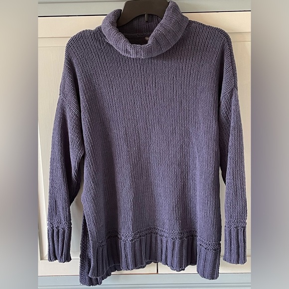 Aerie Slate Blue Cowl Neck Sweater Long Sleeved Size XS Oversized EUC 22” PTP - Picture 1 of 4